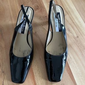 Town Shoes Patent leather sling back shoes, size 7.5, made in Italy
